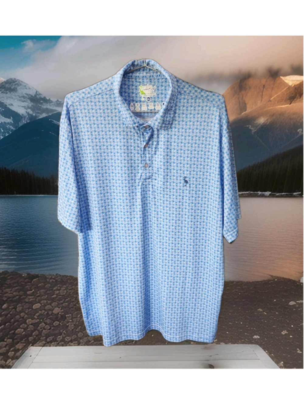 TailorByrd Mens Golf Polo Shirt 2XL Performance SPF30 Badminton Birdie Print